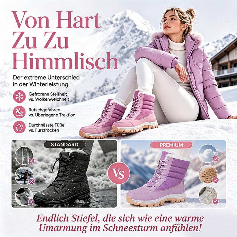 Damen-Winterstiefel mit Plüschfutter und Schnürung