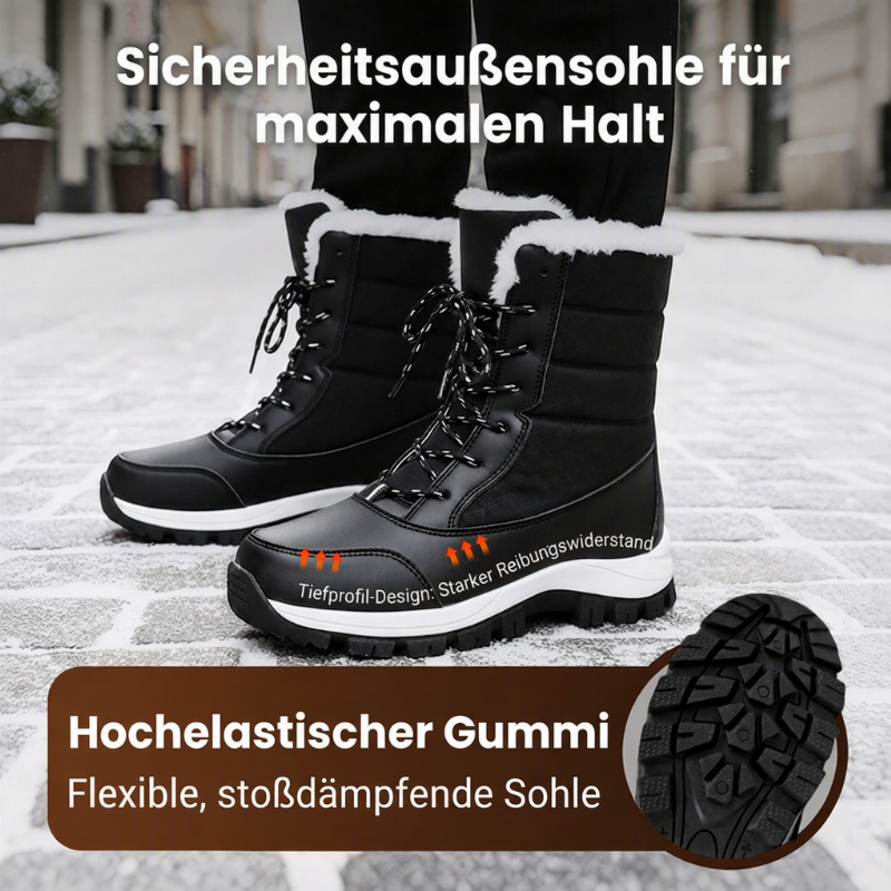 Damen-Winterstiefel mit Plüschfutter und Schnürung