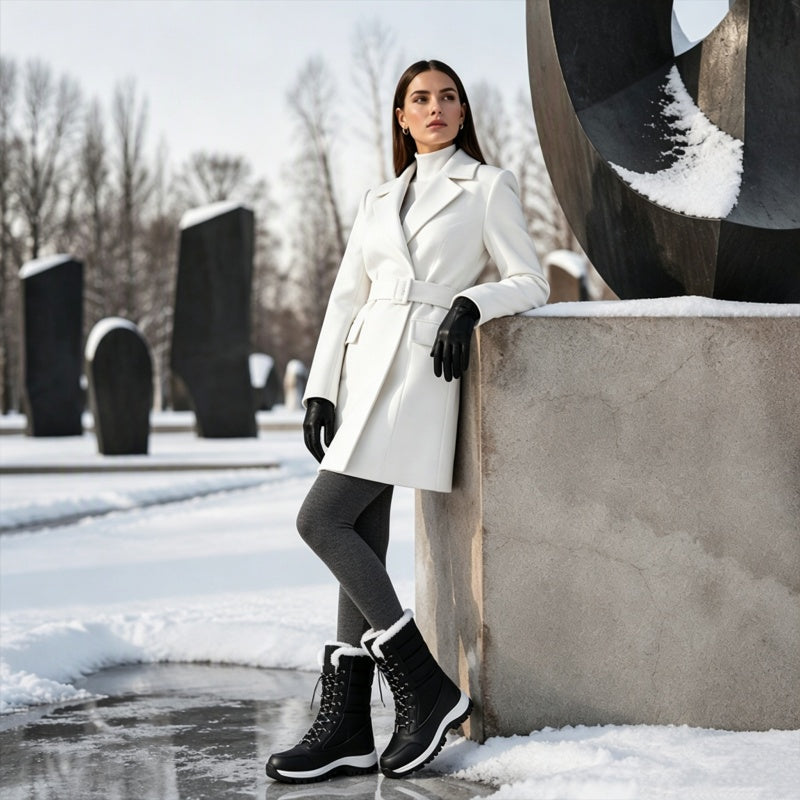 Damen-Winterstiefel mit Plüschfutter und Schnürung
