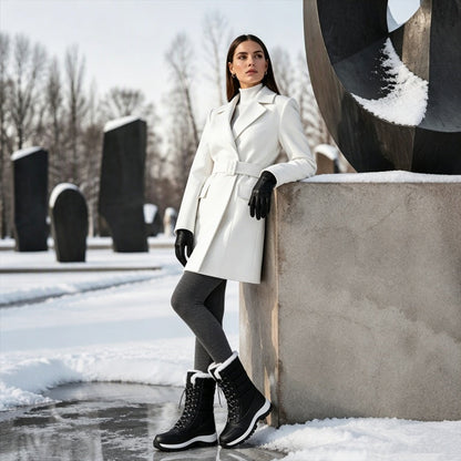 Damen-Winterstiefel mit Plüschfutter und Schnürung