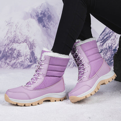 Damen-Winterstiefel mit Plüschfutter und Schnürung