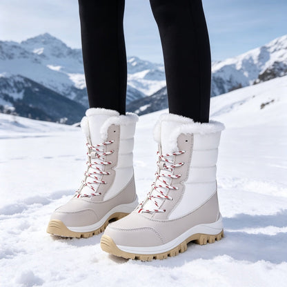 Damen-Winterstiefel mit Plüschfutter und Schnürung