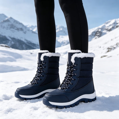 Damen-Winterstiefel mit Plüschfutter und Schnürung