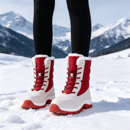 Damen-Winterstiefel mit Plüschfutter und Schnürung