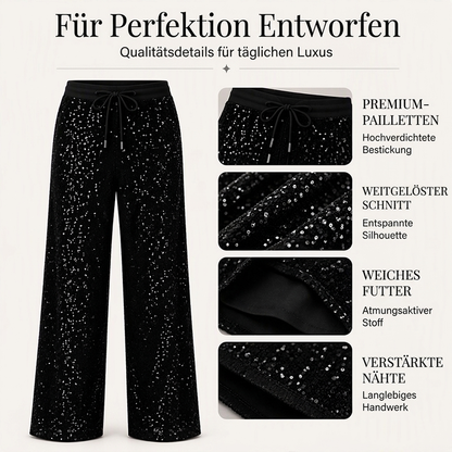 ⏰Beliebt und bald ausverkauft!⏰ Damen funkelnde Pailletten-Weitbeinhose