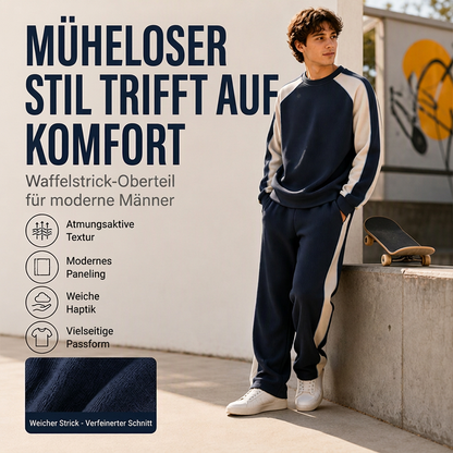 Herren-Sweatshirt mit Waffelstruktur und Kontrasteinsätzen