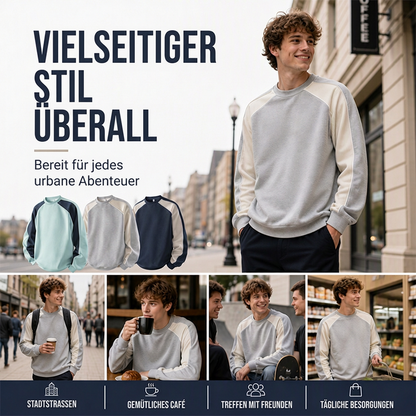 Herren-Sweatshirt mit Waffelstruktur und Kontrasteinsätzen
