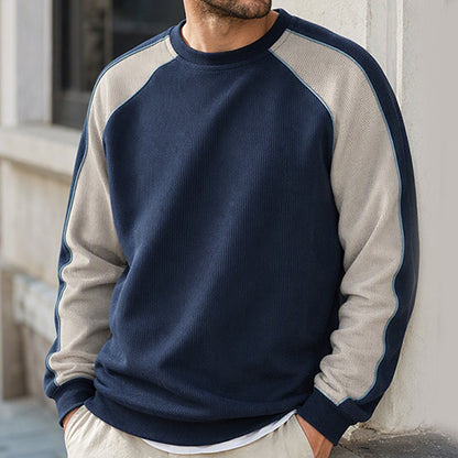 Herren-Sweatshirt mit Waffelstruktur und Kontrasteinsätzen
