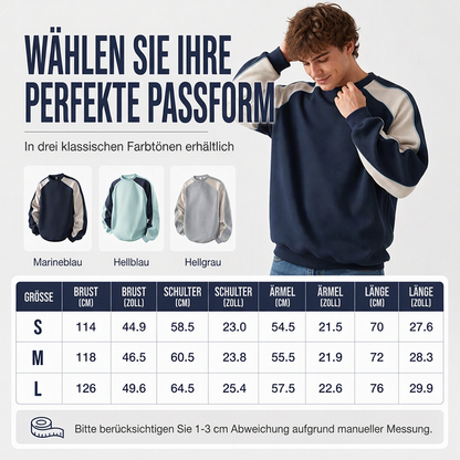 Herren-Sweatshirt mit Waffelstruktur und Kontrasteinsätzen