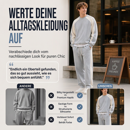 Herren-Sweatshirt mit Waffelstruktur und Kontrasteinsätzen