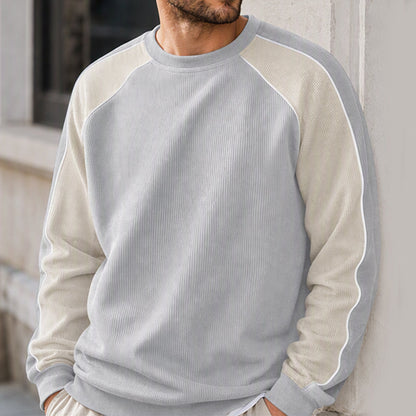 Herren-Sweatshirt mit Waffelstruktur und Kontrasteinsätzen