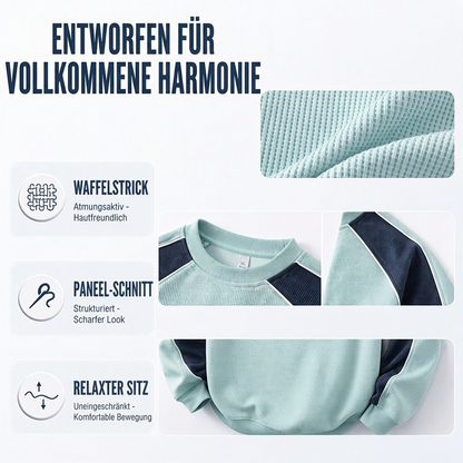 Herren-Sweatshirt mit Waffelstruktur und Kontrasteinsätzen