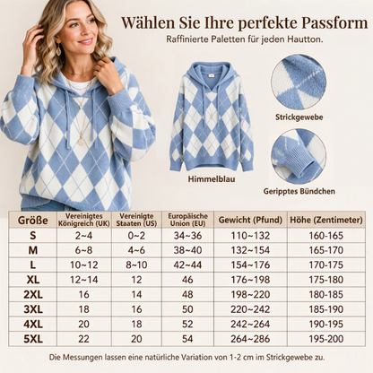 Damen lässiges Argyle Kapuzenpullover