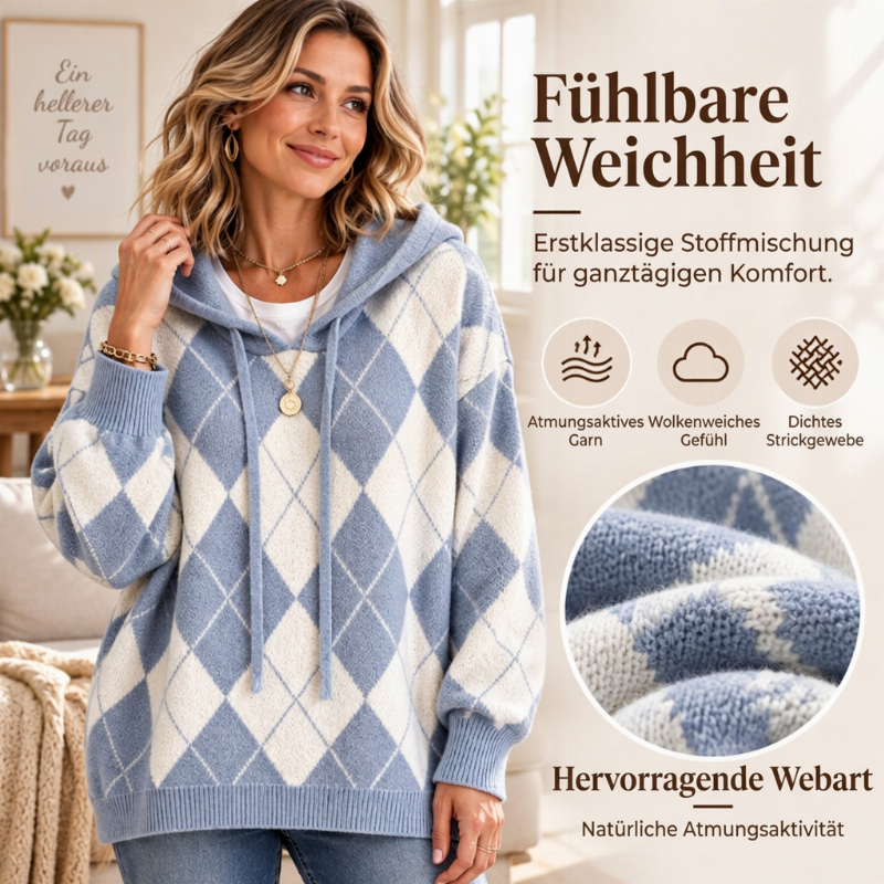 Damen lässiges Argyle Kapuzenpullover