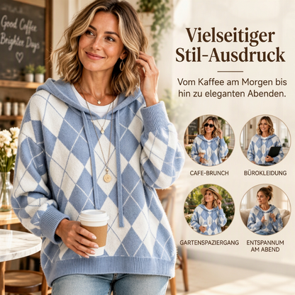 Damen lässiges Argyle Kapuzenpullover