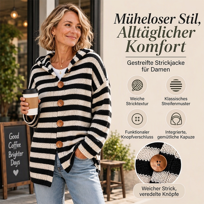 ✨Begrenzter Vorrat verfügbar, nicht verpassen!🔥🔥Damen Gestrickte Kapuzenstrickjacke mit Streifen