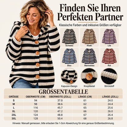 ✨Begrenzter Vorrat verfügbar, nicht verpassen!🔥🔥Damen Gestrickte Kapuzenstrickjacke mit Streifen