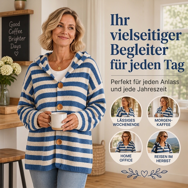 ✨Begrenzter Vorrat verfügbar, nicht verpassen!🔥🔥Damen Gestrickte Kapuzenstrickjacke mit Streifen