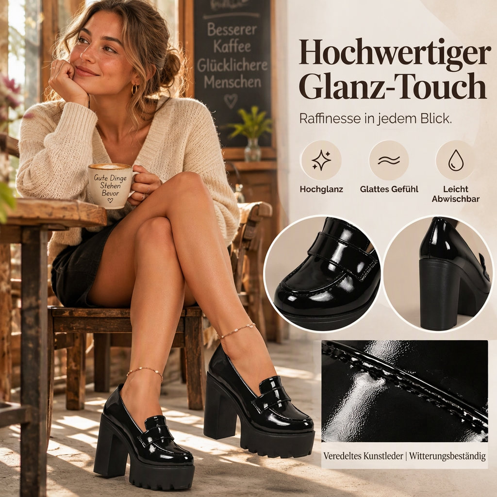 ⏳ Nur noch heute: 50% Rabatt! 🚨 Damen-Loafer mit Plateau-Sohle & klobigem Absatz – bequem & stylish