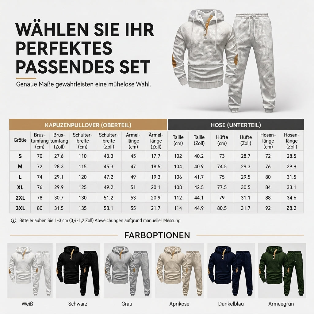 🛍️✨Herren 2-teiliges Jacquard Kapuzenpullover Set Herbst Winter lässiger Kapuzen-Sweatshirt und Sweathose Trainingsanzug