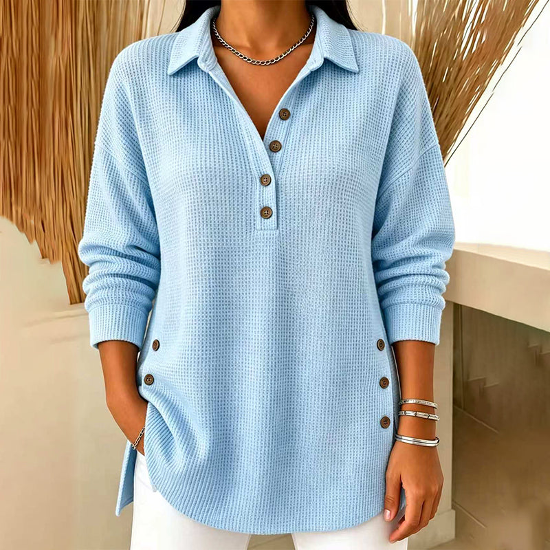 📢🎉50%Rabatt!!!🛍️✨Damen-Langarmoberteil aus Waffelstrick
