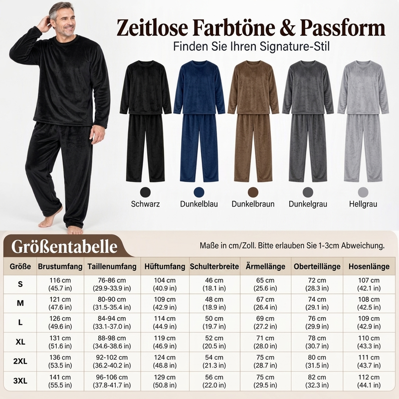 🔥💖 Zeitlich begrenzter Rabatt – nur solange der Vorrat reicht! 🔥Bequemes Wärmendes Samt-Schlafanzug-Set für Herren