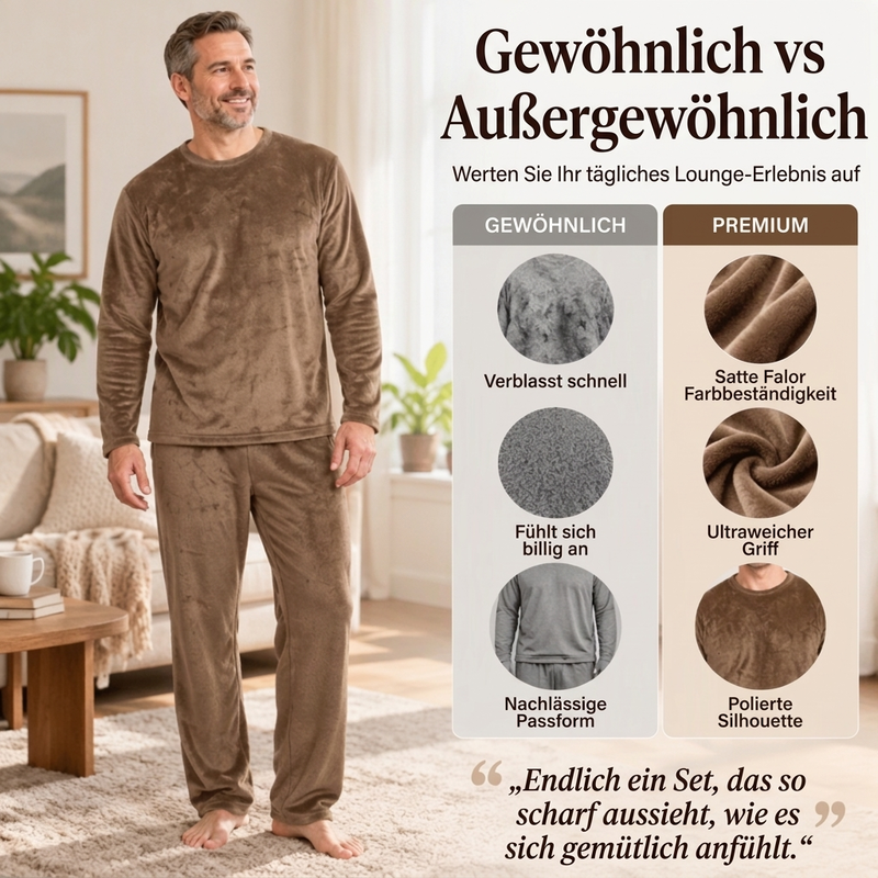 🔥💖 Zeitlich begrenzter Rabatt – nur solange der Vorrat reicht! 🔥Bequemes Wärmendes Samt-Schlafanzug-Set für Herren