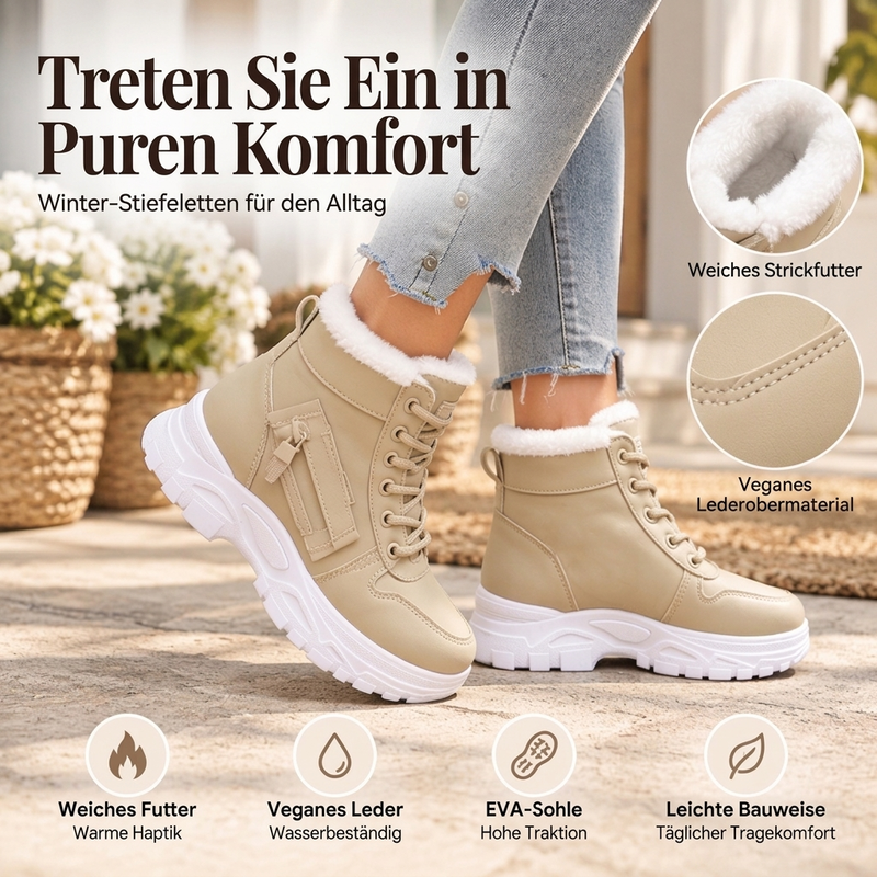 Warme Damen-Winter-Stiefeletten mit Plüschfutter – bequem & kuschelig warm