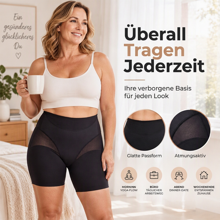 Damen-High-Waist-Shaping-Shorts mit Mesh-Einsätzen