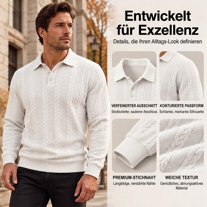 🥳Über 50.000 verkauft!🥳 Freizeit-Oberteil für Herren mit Jacquard-Kabelstricktextur