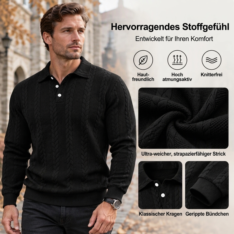 🥳Über 50.000 verkauft!🥳 Freizeit-Oberteil für Herren mit Jacquard-Kabelstricktextur
