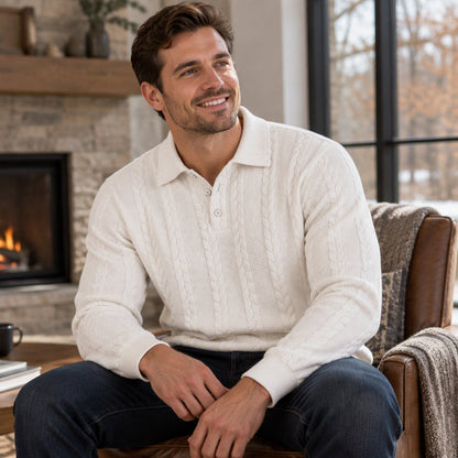 🥳Über 50.000 verkauft!🥳 Freizeit-Oberteil für Herren mit Jacquard-Kabelstricktextur