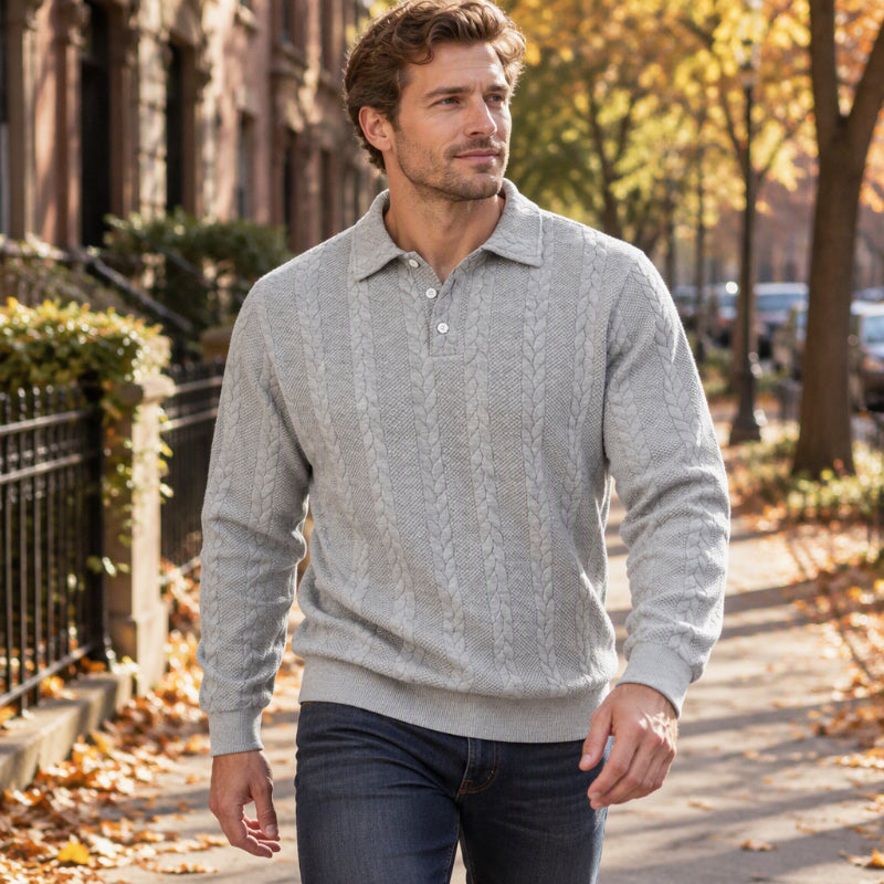 🥳Über 50.000 verkauft!🥳 Freizeit-Oberteil für Herren mit Jacquard-Kabelstricktextur