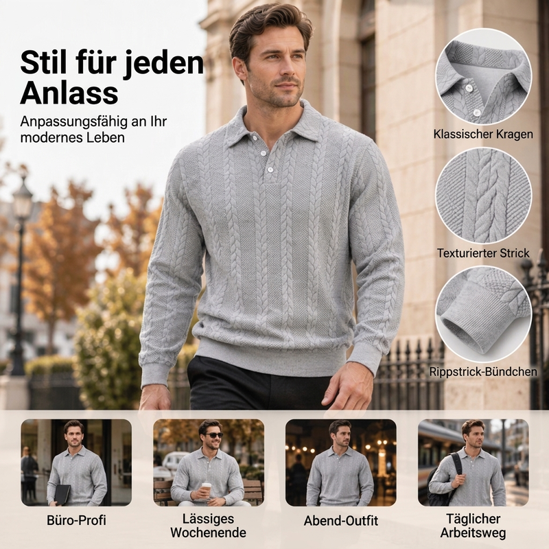 🥳Über 50.000 verkauft!🥳 Freizeit-Oberteil für Herren mit Jacquard-Kabelstricktextur