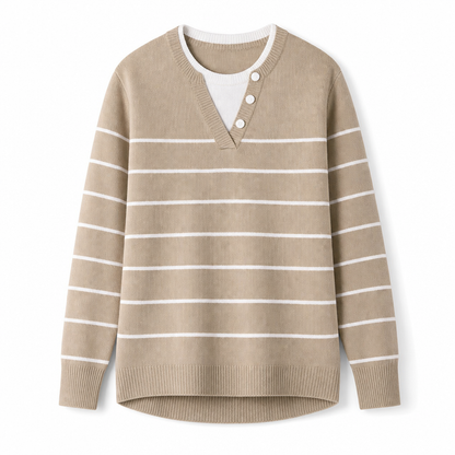 ⏰ Beliebt und bald ausverkauft!⏰ Lässiger zweiteiliger Strickpullover mit V-Ausschnitt und Knopfdetails