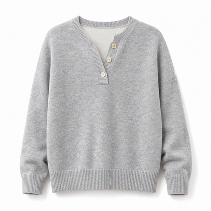 ⏰ Beliebt und bald ausverkauft!⏰ Lässiger zweiteiliger Strickpullover mit V-Ausschnitt und Knopfdetails