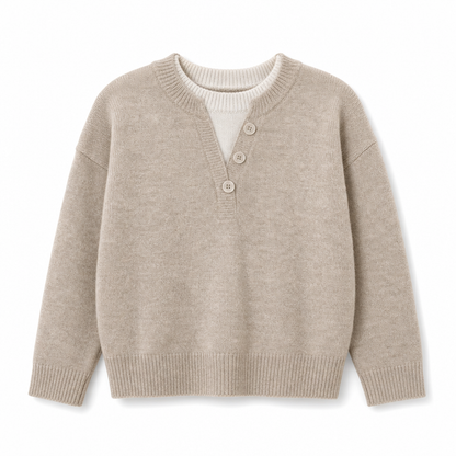 ⏰ Beliebt und bald ausverkauft!⏰ Lässiger zweiteiliger Strickpullover mit V-Ausschnitt und Knopfdetails