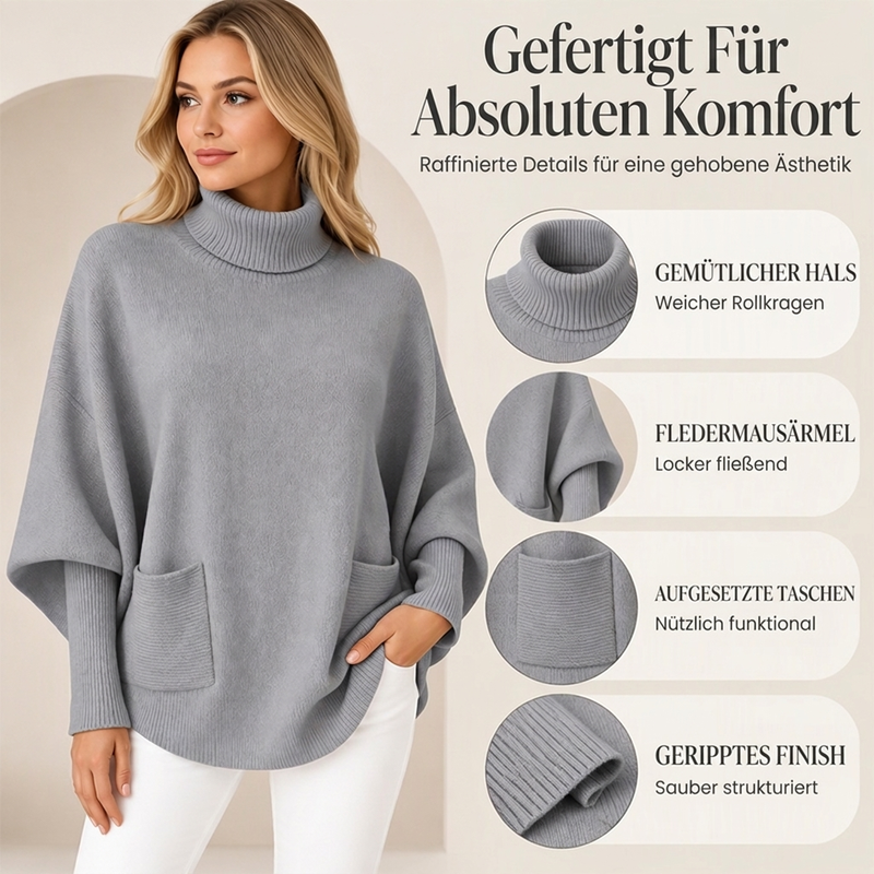 ❤️ Beliebt bei über 10.000 Kunden! 💬 Damen Rollkragen Pullover mit Fledermausärmeln