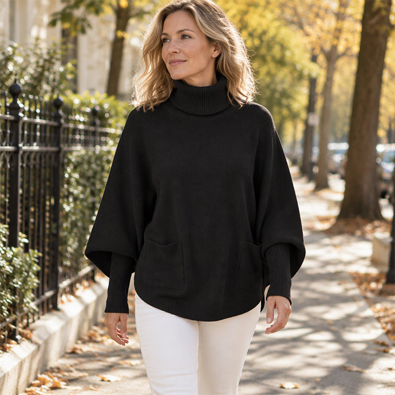 ❤️ Beliebt bei über 10.000 Kunden! 💬 Damen Rollkragen Pullover mit Fledermausärmeln