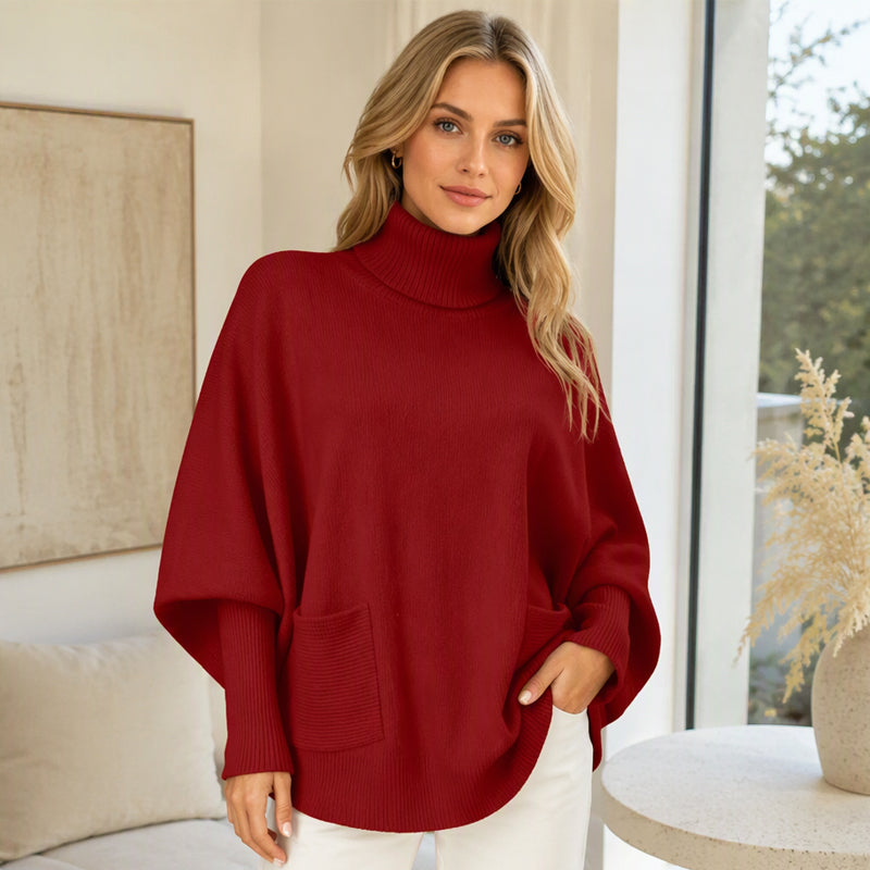 ❤️ Beliebt bei über 10.000 Kunden! 💬 Damen Rollkragen Pullover mit Fledermausärmeln