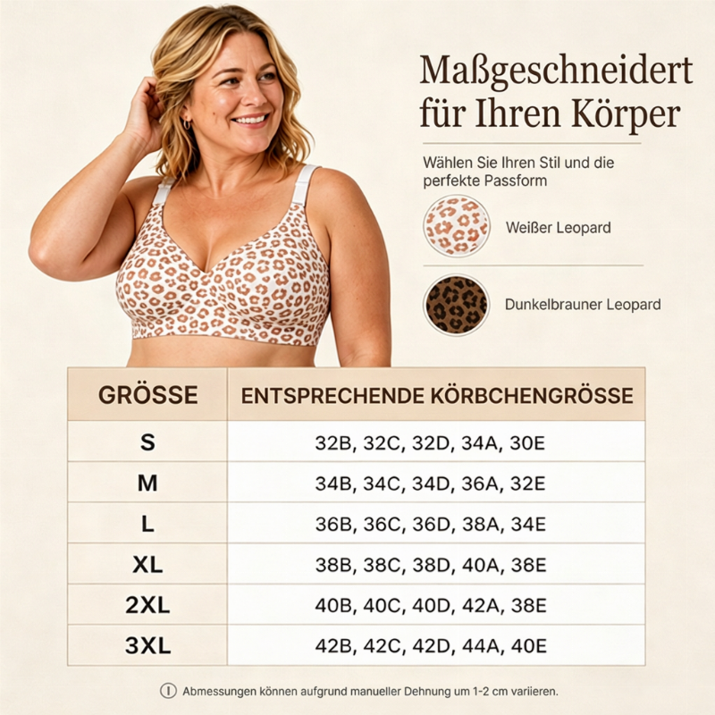 Bügelloser BH mit Leopardenmuster und verstellbaren Trägern