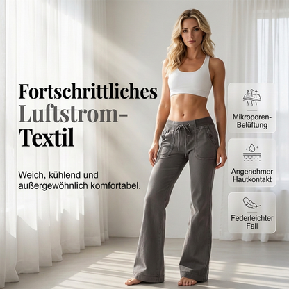 Hosen mit niedriger Taille, Schlaghosen mit Kordelzug
