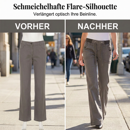 Hosen mit niedriger Taille, Schlaghosen mit Kordelzug