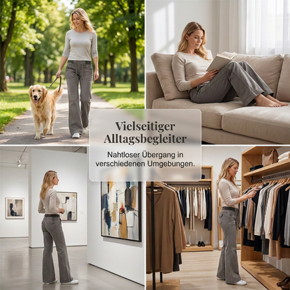 Hosen mit niedriger Taille, Schlaghosen mit Kordelzug