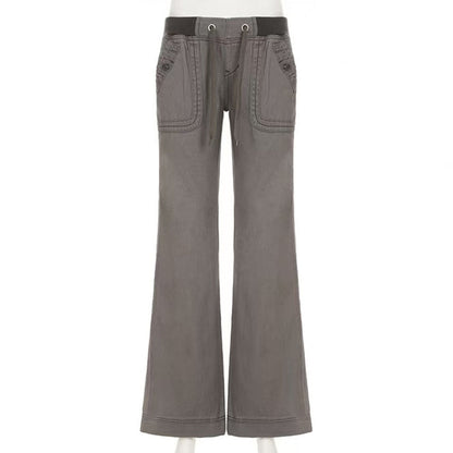 Hosen mit niedriger Taille, Schlaghosen mit Kordelzug