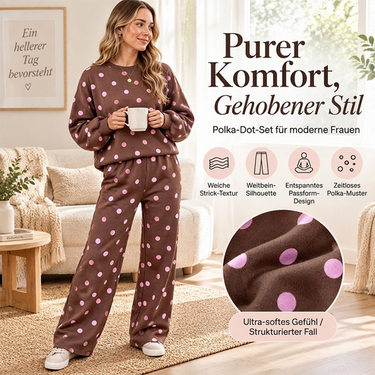 ✨Damen-Punkte-Top und Hosen mit weitem Bein Set