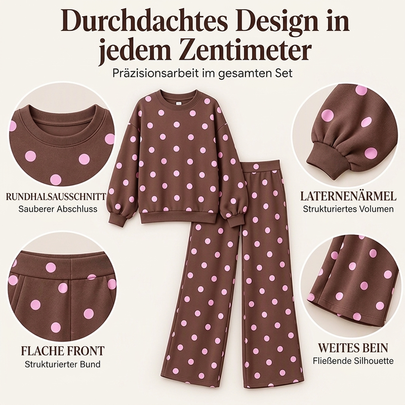 ✨Damen-Punkte-Top und Hosen mit weitem Bein Set