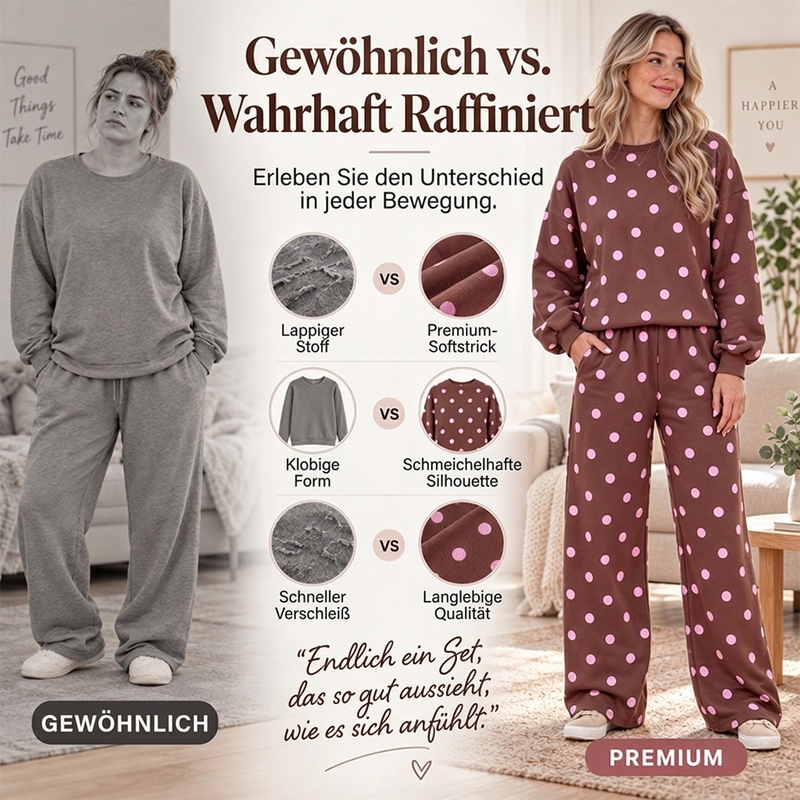✨Damen-Punkte-Top und Hosen mit weitem Bein Set