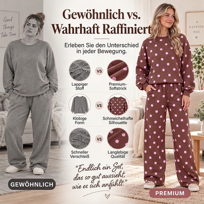 ✨Damen-Punkte-Top und Hosen mit weitem Bein Set