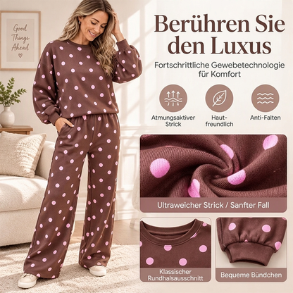 ✨Damen-Punkte-Top und Hosen mit weitem Bein Set